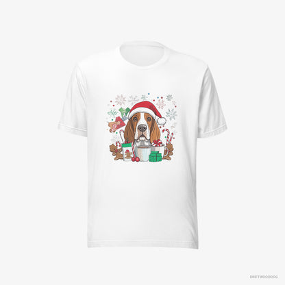 Basset Hound Surrounded by Christmas Magic White T-Shirt