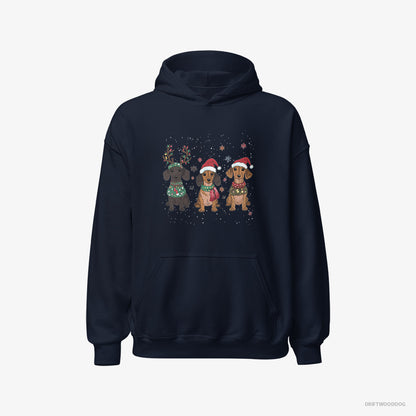 Dachshund Puppies Christmas-Themed Navy Hoodie