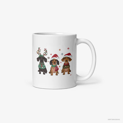 Dachshund Puppies Christmas-Themed White Mug