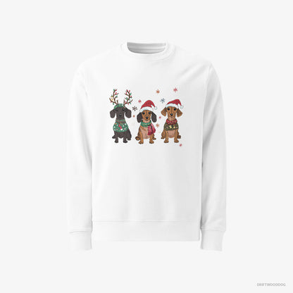 Dachshund Puppies Christmas-Themed White Sweatshirt