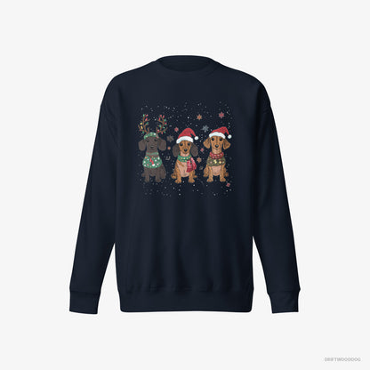 Dachshund Puppies Christmas-Themed Navy Sweatshirt