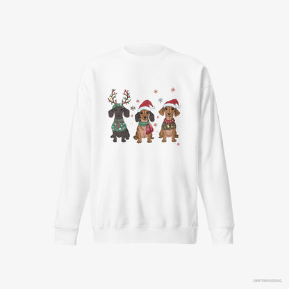 Dachshund Puppies Christmas-Themed White Sweatshirt