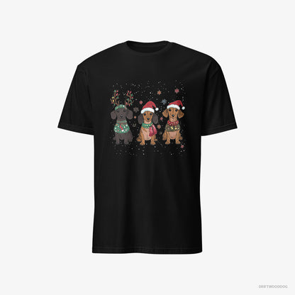 Dachshund Puppies Christmas-Themed Black T-Shirt