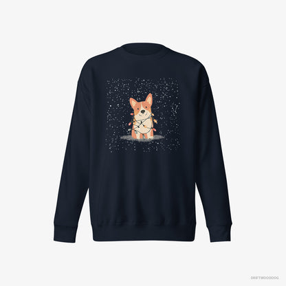 Corgi Wrapped Up in Christmas Garland Navy Sweatshirt