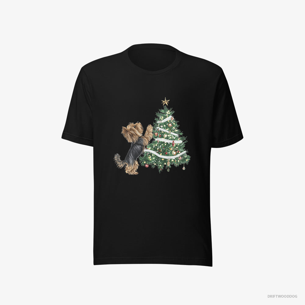 Yorkshire Terrier Decorating the Christmas Tree – Women's T-Shirt Black Eco – Eco-Friendly