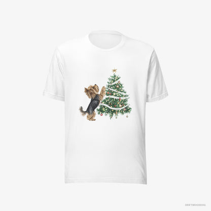 Yorkshire Terrier Decorating the Christmas Tree White T-Shirt