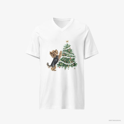 Yorkshire Terrier Decorating the Christmas Tree White T-Shirt