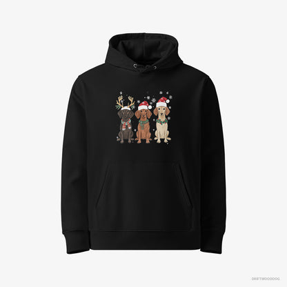 Dachshund Hoodie – Men Black Hoodie Eco-Friendly – Dogs Enjoying the Christmas (on White Background)