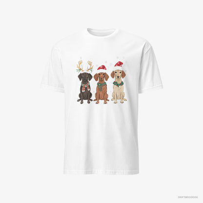 Dachshund T-Shirt – Men White T-Shirt Classic – Dogs Enjoying the Christmas (on White Background)