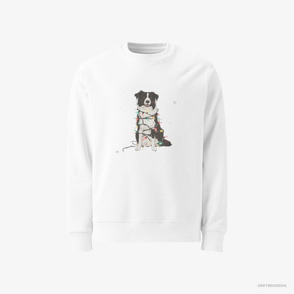 Border Collie Twinkling with Christmas Lights White Sweatshirt