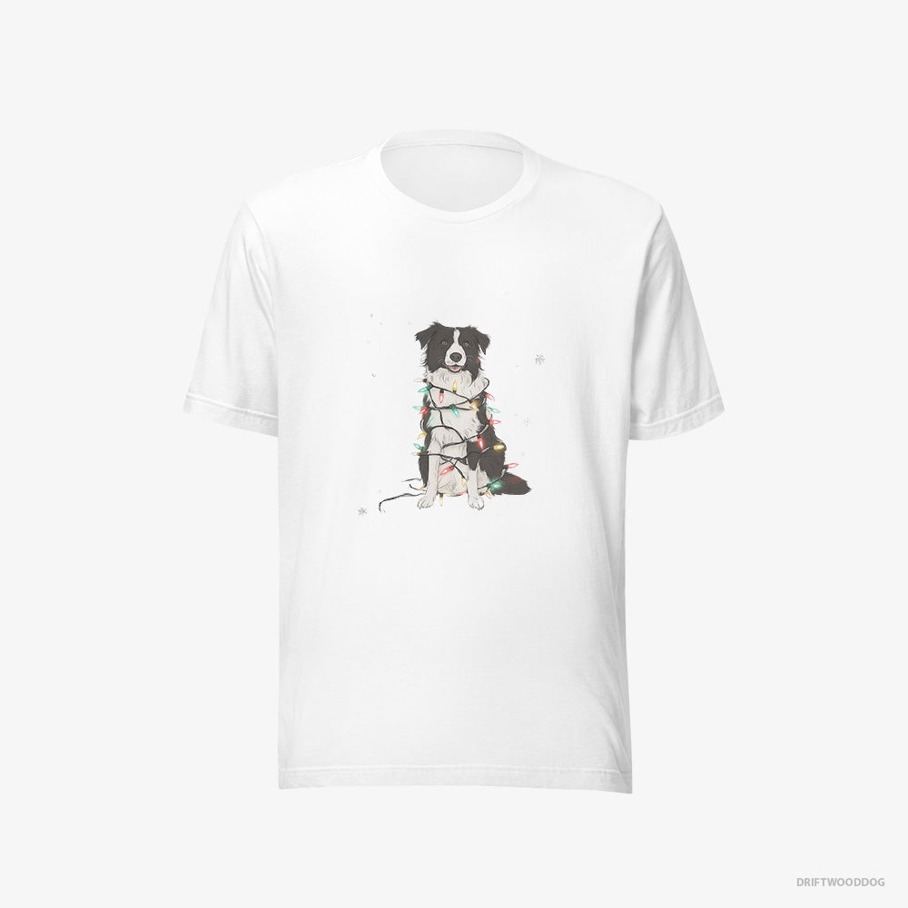 Border Collie Twinkling with Christmas Lights – Men's T-Shirt White Eco – Eco-Friendly