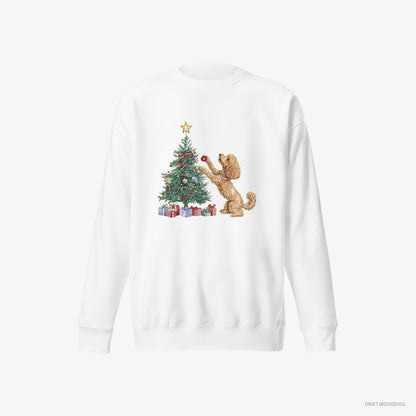 Poodle Putting Ornaments on the Christmas Tree White Sweatshirt