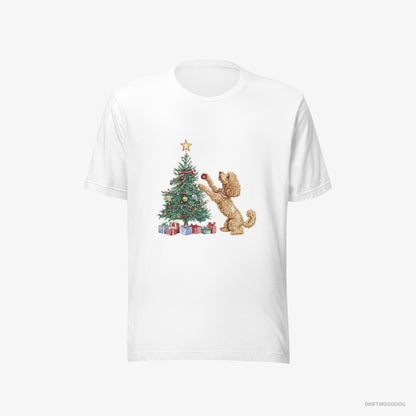 Poodle Putting Ornaments on the Christmas Tree White T-Shirt