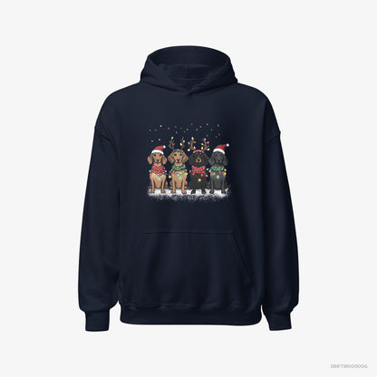 Dachshund Puppies in a Warm Christmas Atmosphere Navy Hoodie