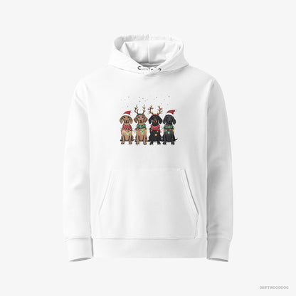 Dachshund Puppies in a Warm Christmas Atmosphere White Hoodie