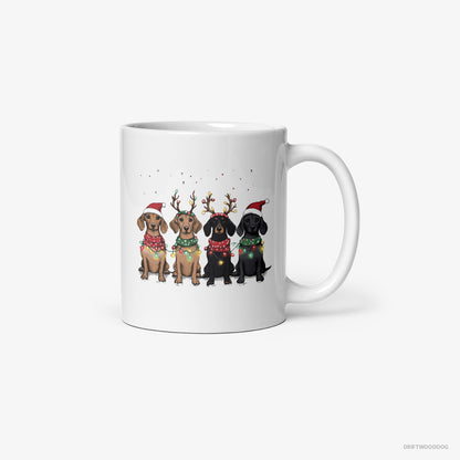 Dachshund Puppies in a Warm Christmas Atmosphere White Mug