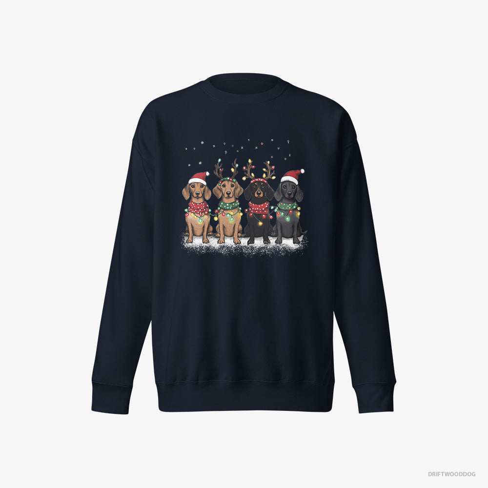 Dachshund Puppies in a Warm Christmas Atmosphere – Men's Sweatshirt Navy Eco – Eco-Friendly