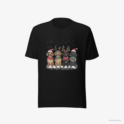 Dachshund T-Shirt – Men Black T-Shirt Eco-Friendly – Puppies in a Warm Christmas Atmosphere (on White Background)