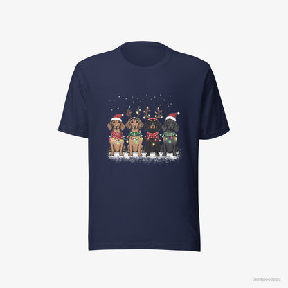 Dachshund Puppies in a Warm Christmas Atmosphere Navy T-Shirt