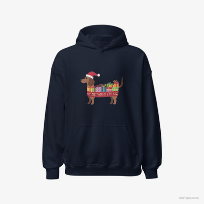 Dachshund Wrapped as a Christmas Present Navy Hoodie