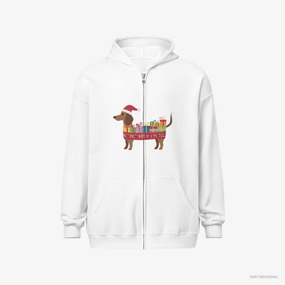 Dachshund Wrapped as a Christmas Present White Hoodie