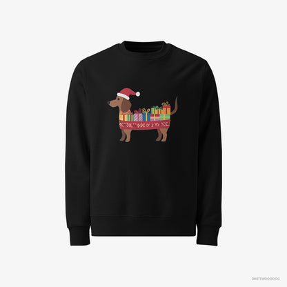 Dachshund Sweatshirt – Men Black Sweatshirt Classic – Wrapped as a Christmas Present (on White Background)