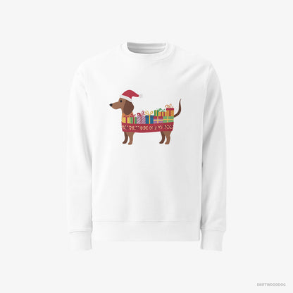 Dachshund Wrapped as a Christmas Present White Sweatshirt