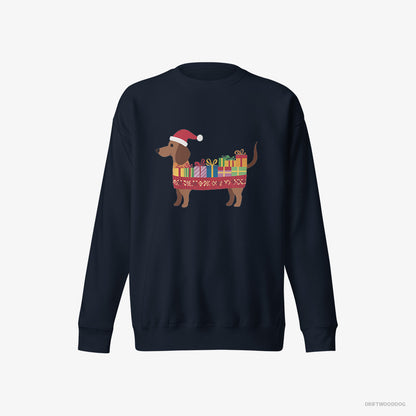 Dachshund Wrapped as a Christmas Present Navy Sweatshirt