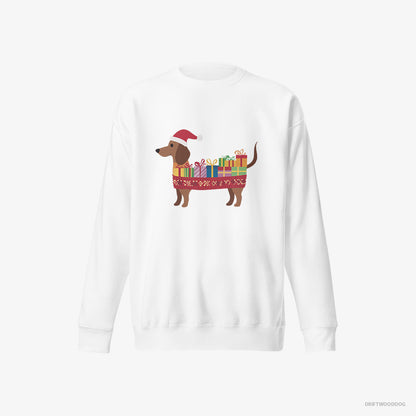 Dachshund Wrapped as a Christmas Present White Sweatshirt