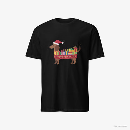 Dachshund Wrapped as a Christmas Present Black T-Shirt