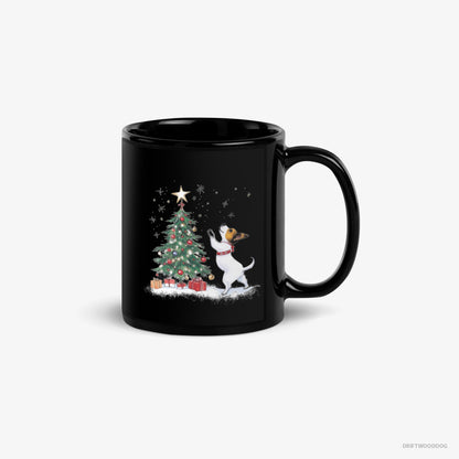 Jack Russell Terrier Mug – Unisex Black Mug Classic – Hanging Decorations on the Tree (on White Background)