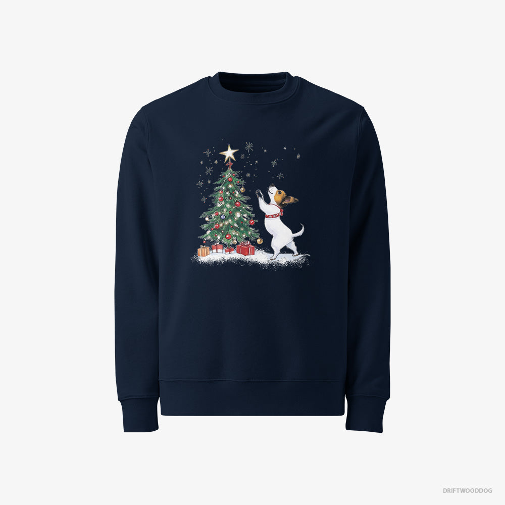 Jack Russell Terrier Sweatshirt – Men Navy Sweatshirt Classic – Hanging Decorations on the Tree (on White Background)