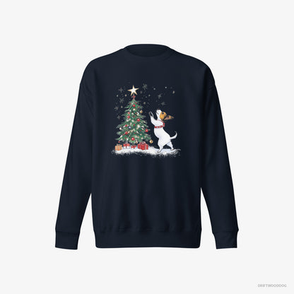 Jack Russell Terrier Sweatshirt – Men Navy Sweatshirt Eco-Friendly – Hanging Decorations on the Tree (on White Background)