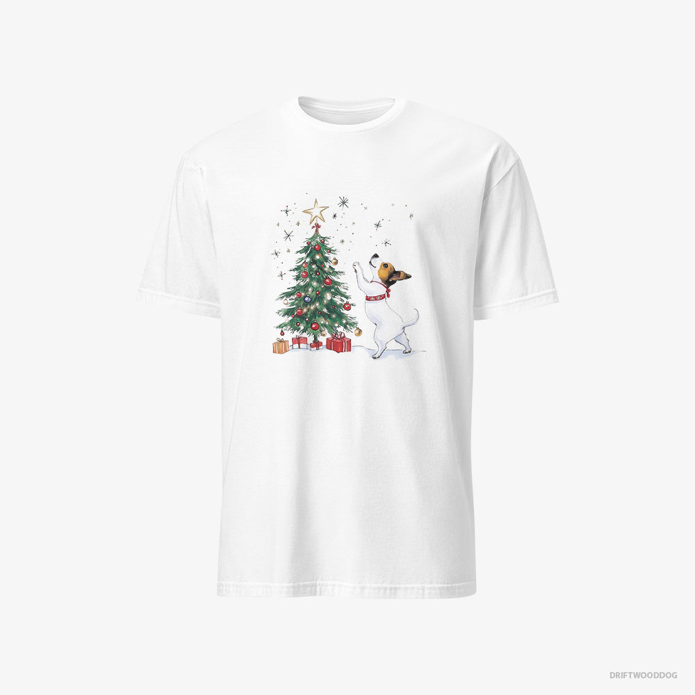 Jack Russell Terrier T-Shirt – Men White T-Shirt Classic – Hanging Decorations on the Tree (on White Background)