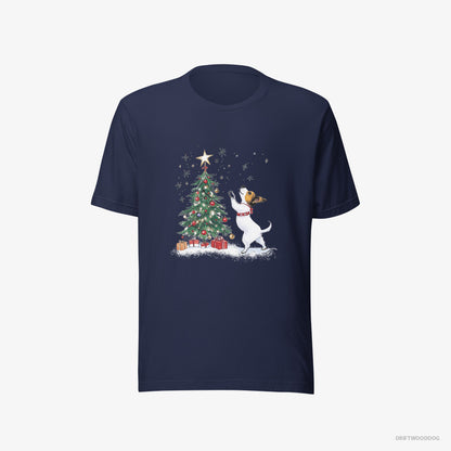 Jack Russell Terrier T-Shirt – Men Navy T-Shirt Eco-Friendly – Hanging Decorations on the Tree (on White Background)