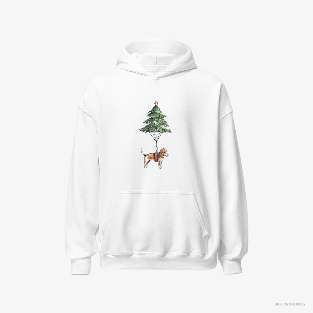 Beagle Hoodie – Men White Hoodie Classic – as a Christmas Tree Decoration (on White Background)