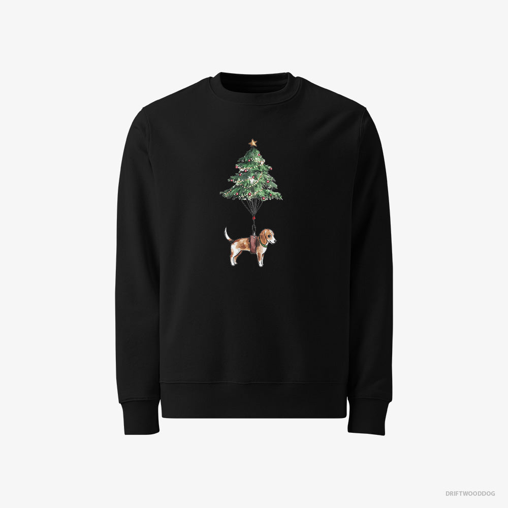 Beagle Sweatshirt – Men Black Sweatshirt Classic – as a Christmas Tree Decoration (on White Background)