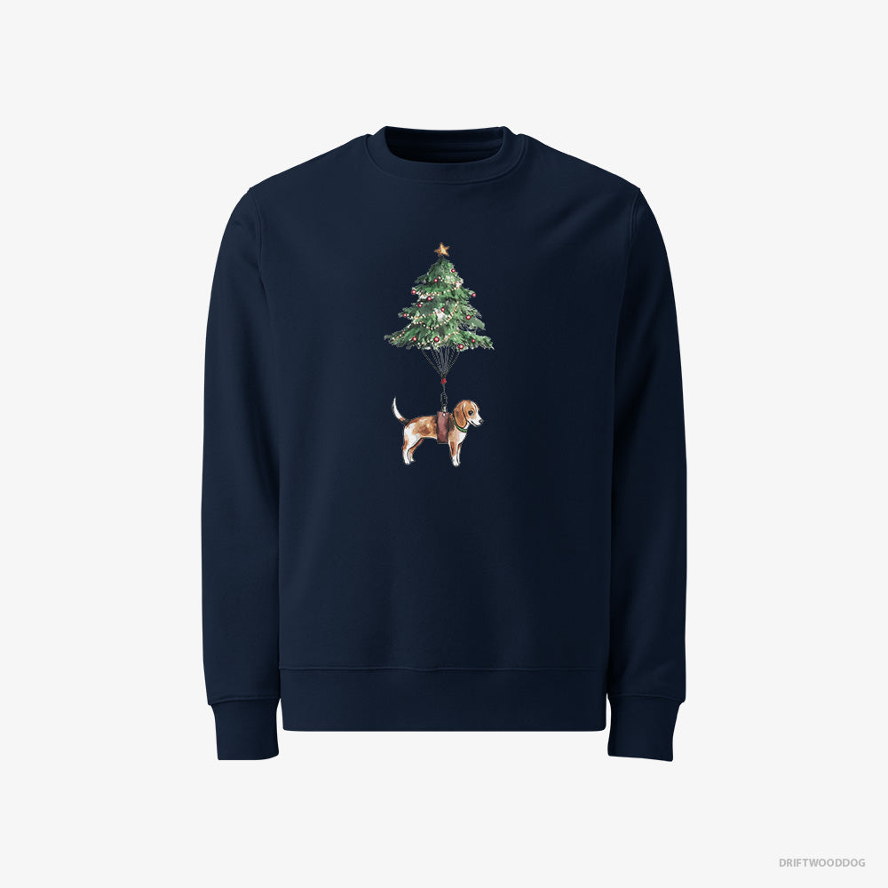 Beagle Sweatshirt – Men Navy Sweatshirt Classic – as a Christmas Tree Decoration (on White Background)