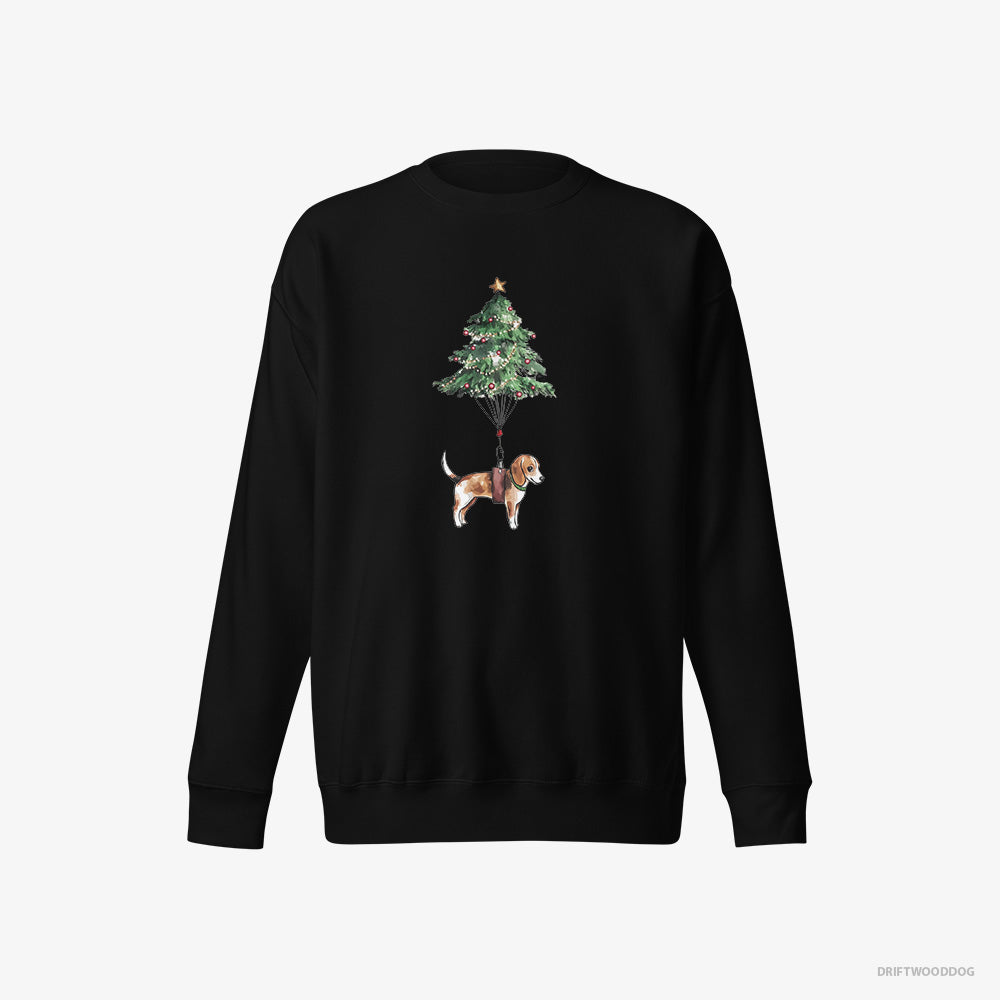 Beagle Sweatshirt – Men Black Sweatshirt Eco-Friendly – as a Christmas Tree Decoration (on White Background)