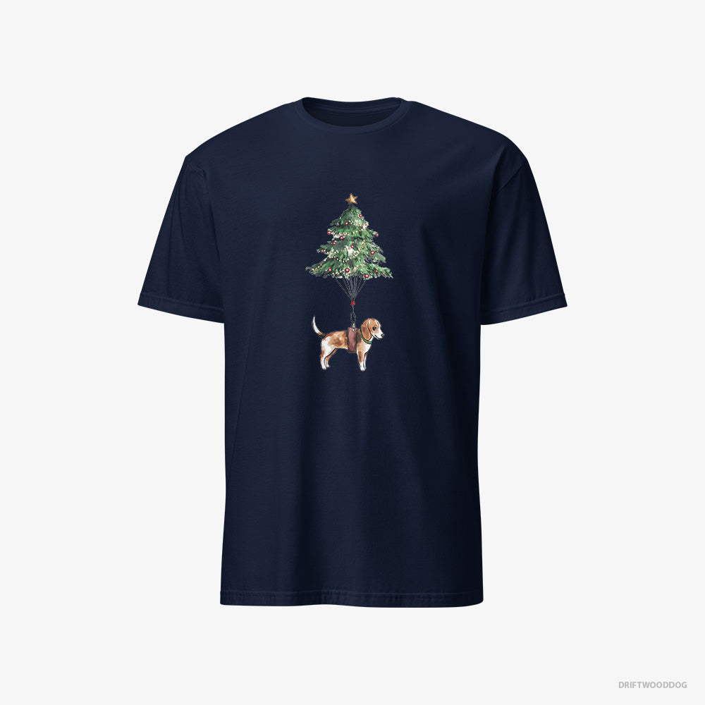 Beagle T-Shirt – Men Navy T-Shirt Classic – as a Christmas Tree Decoration (on White Background)