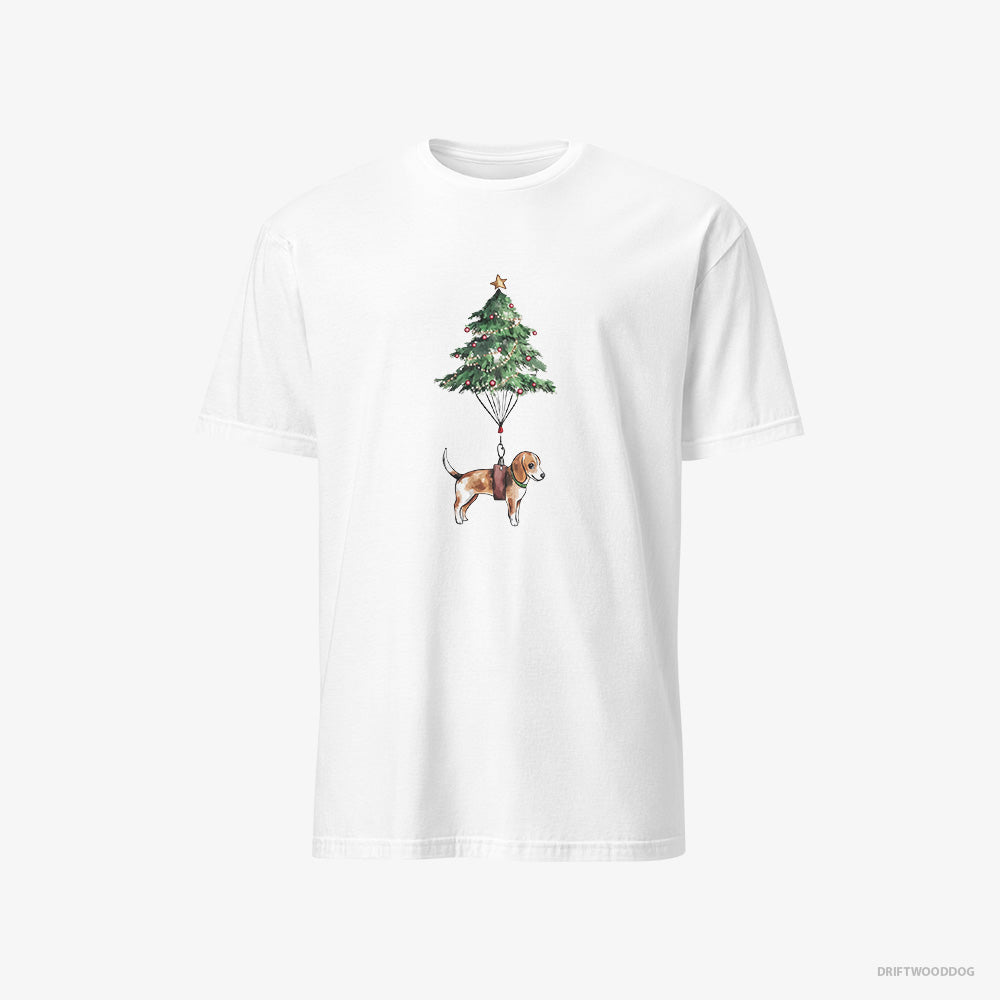 Beagle T-Shirt – Men White T-Shirt Classic – as a Christmas Tree Decoration (on White Background)