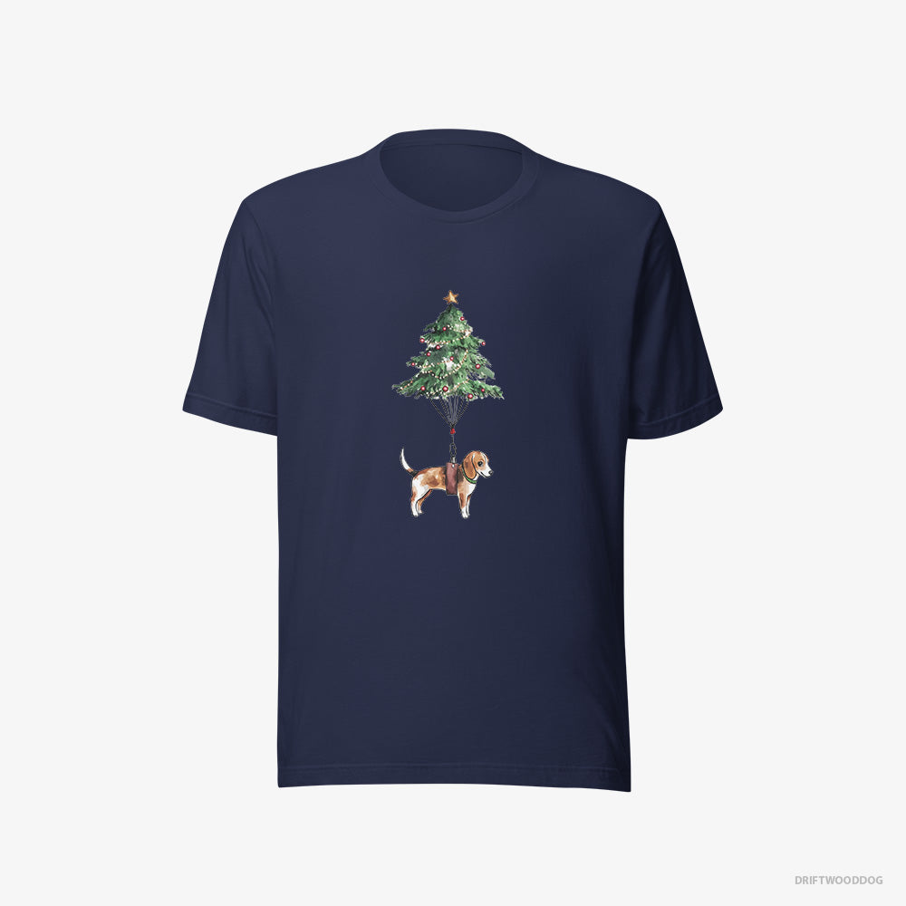 Beagle T-Shirt – Men Navy T-Shirt Eco-Friendly – as a Christmas Tree Decoration (on White Background)