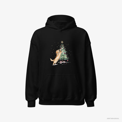 Golden Retriever Styling the Christmas Tree Black Hoodie