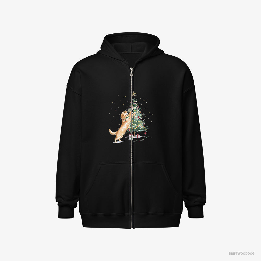 Golden Retriever Styling the Christmas Tree Full-Zip Hoodie