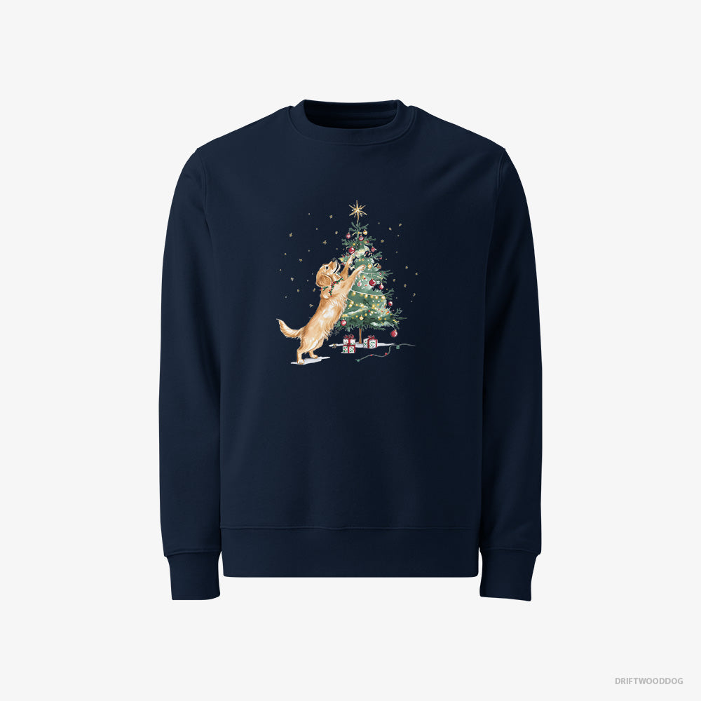 Golden Retriever Styling the Christmas Tree – Men's Sweatshirt Navy – Classic