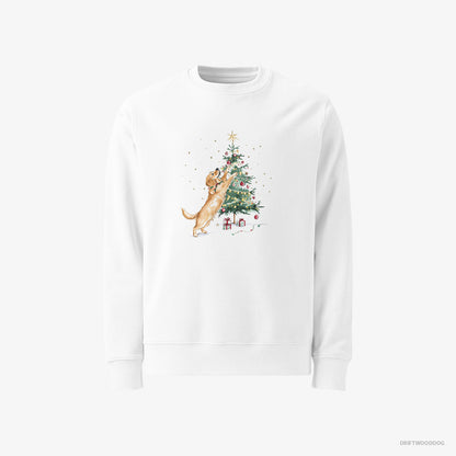 Golden Retriever Styling the Christmas Tree White Sweatshirt