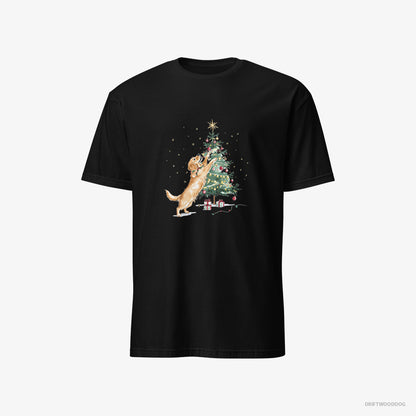 Golden Retriever Styling the Christmas Tree Black T-Shirt