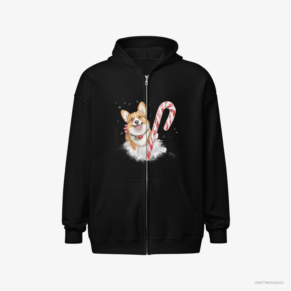 Corgi with a Giant Christmas Lollipop Full-Zip Hoodie