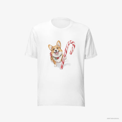 Corgi with a Giant Christmas Lollipop White T-Shirt