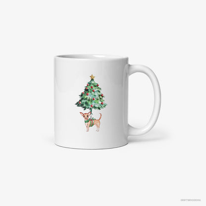 Chihuahua Adorned on the Christmas Tree White Mug